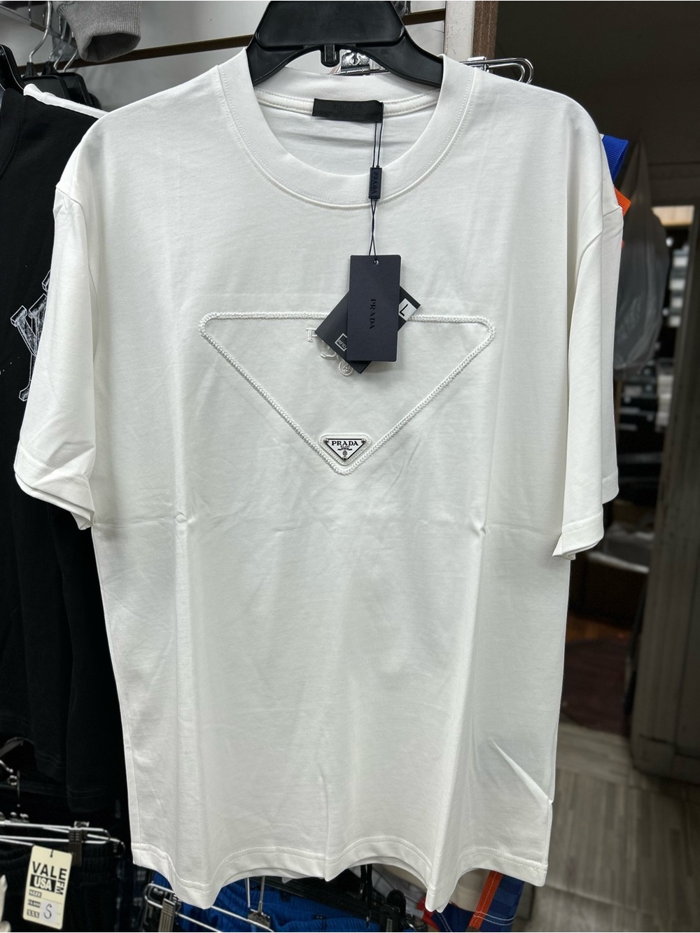 Prada White Short Sleeve Cotton Logo T-Shirt